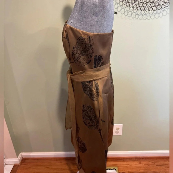 Talbots 100% Silk Gold Strapless Cocktail Dress - Size 10 - Picture 2 of 8